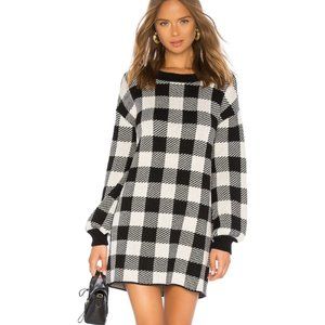 NWOT LPA Floyd Sweater Dress in Black & Ivory Check, Size XS